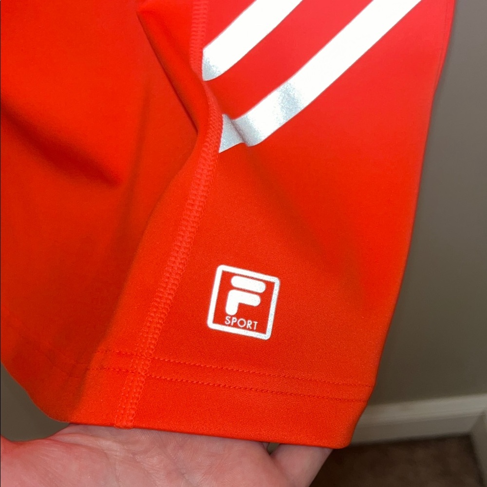 Fila Bright Red Quarter-Zip Top with White Stripes - Picture 4 of 5